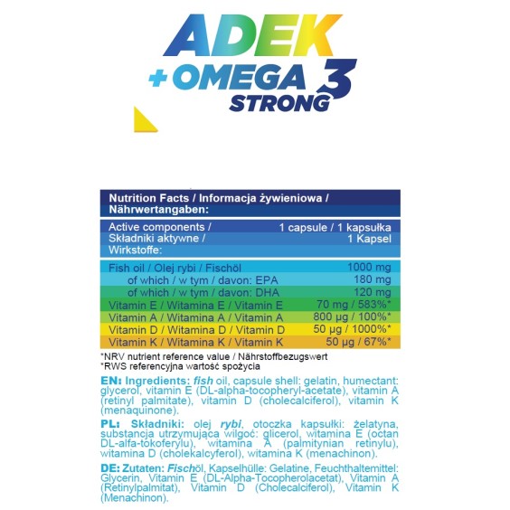 Allnutrition ADEK + OMEGA 3 STRONG 60 CAPS на супер цена Витамини от А до Я