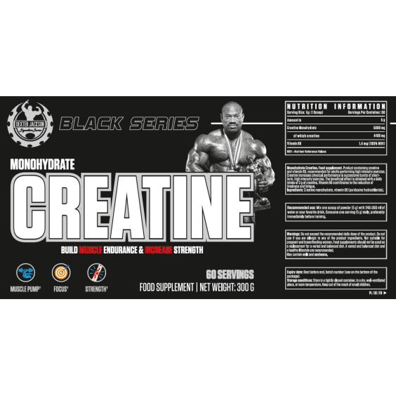 Dexter Jackson Signature Series Black Series | Creatine Monohydrate with Vitamin B6 300 грама, 60 дози на изгодни цени Dexter Jackson Signature Series Black Series | Creatine Monohydrate with Vitamin B6 300 грама, 60 дози на супер цена Мускулна маса и възстановяване