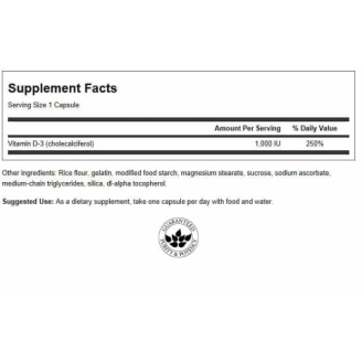 Swanson HIGH POTENCY VIT D-3 1,000 IU 250 CAP на супер цена Витамини от А до Я