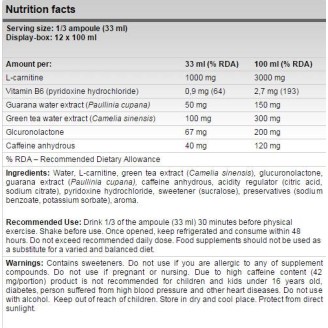 FA Nutrition L-Carnitine 3000 / 12 x 100 мл, 36 Дози на супер цена Л Карнитин