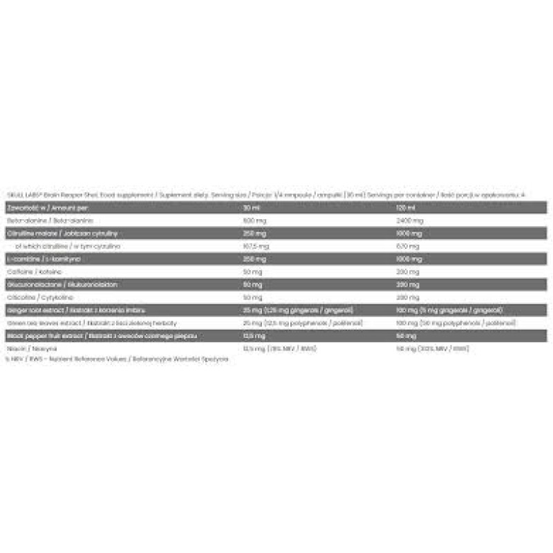 Skull Labs 24x120 мл Brain Reaper Shot / Thermogenic Pre-Workout