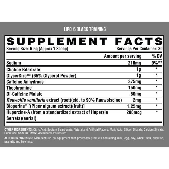 Nutrex Lipo 6 Black Training 195 гр на изгодни цени Nutrex Lipo 6 Black Training 195 гр на супер цена Азотни бустери / напомпващи