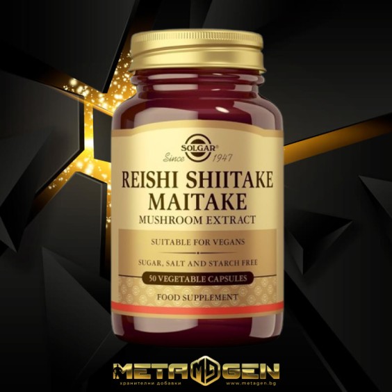 Solgar Reishi Shiitake Maitake Mushroom Extract, 50 vcaps на супер цена Хранителни добавки за черен дроб