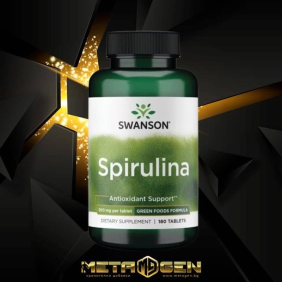 Swanson 100% Certified Organic Spirulina 500 мг / 180 таблетки на супер цена Добавки на растителна и билкова основа