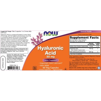 NOW Hyaluronic Acid with MSM 60 капсули на супер цена Комплексни форми за стави