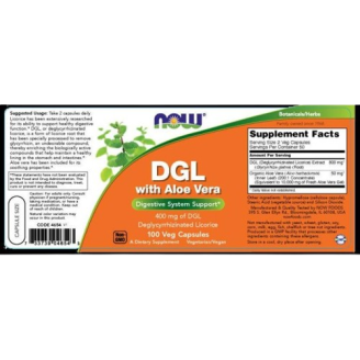 NOW DGL With Aloe Vera 100 капсули на супер цена Антиоксиданти