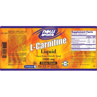 NOW L-Carnitine Liquid /Citrus/ 1000mg. / 473ml. на супер цена Л Карнитин