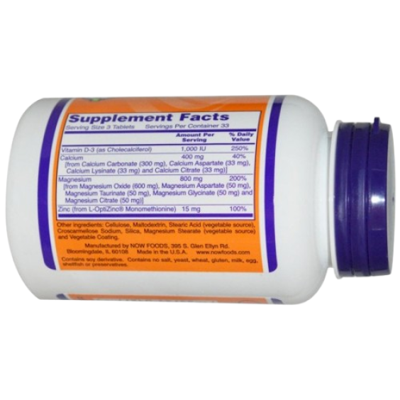 NOW Magnesium & Calcium 2:1 / 100 таблетки (Zn+D3) на изгодни цени NOW Magnesium & Calcium 2:1 / 100 таблетки (Zn+D3) на супер цена Калций, Магнезий, Цинк