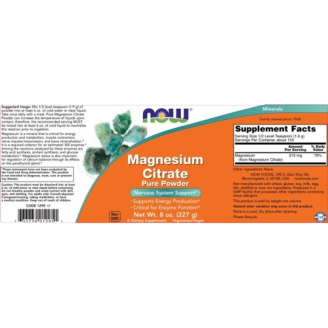 NOW Magnesium Citrate 227 гр на супер цена Калций, Магнезий, Цинк