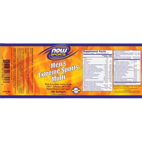 NOW Men's Active Sports Multivitamin / 180 гел капсули на изгодни цени NOW Men's Active Sports Multivitamin / 180 гел капсули на супер цена Витамини за мъже
