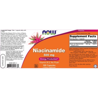 NOW Niacinamide 500 мг / 100 капсули на супер цена Витамин B