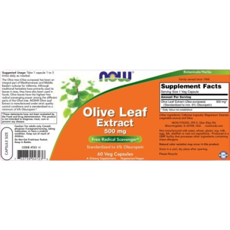 NOW Foods Olive Leaf Extract 500 мг / 60 капсули на супер цена Антиоксиданти