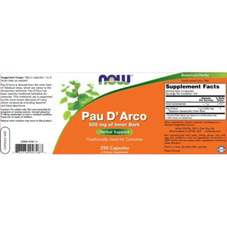 NOW Pau D' Arco 500 мг / 250 капсули на супер цена Имуностимулатори
