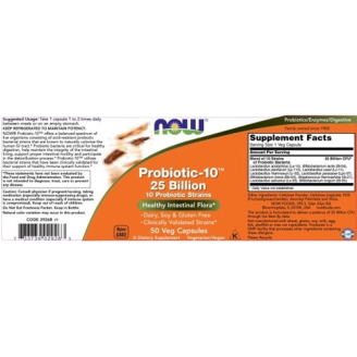 NOW Probiotic-10 ™ / 25 Billion / 50 капсули на супер цена Пробиотици