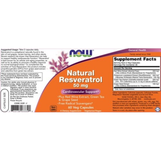 NOW Natural Resveratrol 50 мг / 60 капсули на супер цена Ресвератрол