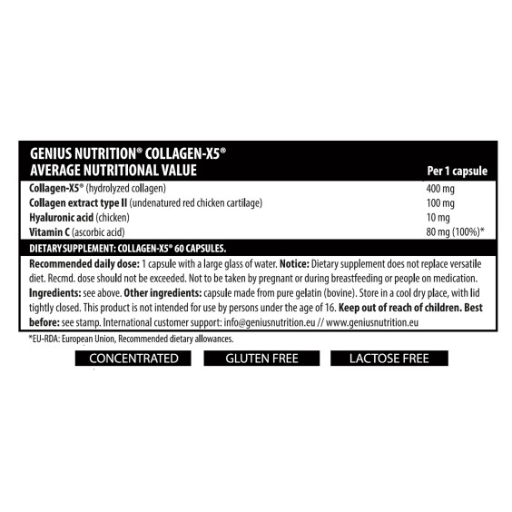 GENIUS NUTRITION COLLAGEN-X5 60 caps 60 serv на изгодни цени GENIUS NUTRITION COLLAGEN-X5 60 caps 60 serv на супер цена Колаген