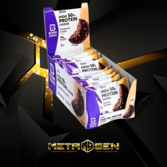 BORN WINNER Slim High 50% Protein Cookie Cookies & Cream 12x60 гр на супер цена Барове с малко захар