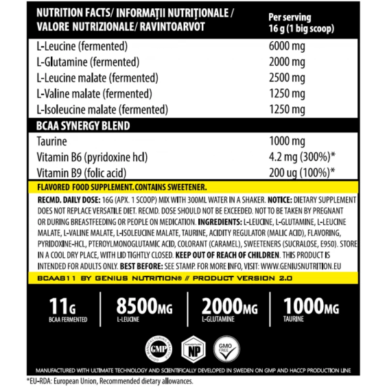 Genius Nutrition BCAA 8:1:1 - 400 грама на изгодни цени Genius Nutrition BCAA 8:1:1 - 400 грама на супер цена Аминокиселини