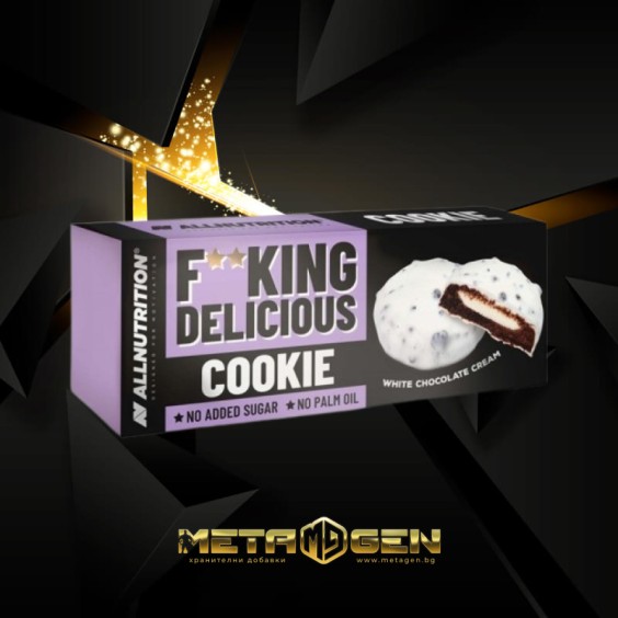Allnutrition F**King Delicious Cookie - White Chocolate Cream - Диетичен Десерт 128 гр на изгодни цени Allnutrition F**King Delicious Cookie - White Chocolate Cream - Диетичен Десерт 128 гр на супер цена Барове с малко захар