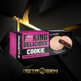 AllNutrition F**King Delicious Cookie Peanut Butter Raspberry Jelly - Диетичен Десерт 128 гр на супер цена Барове с малко захар