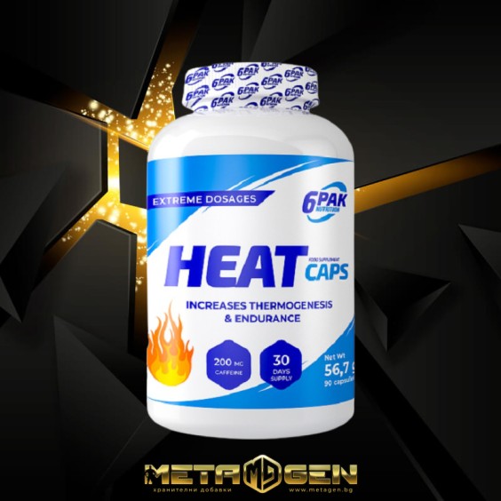 6PAK Nutrition Heat Caps - 90 капсули, 30 Дози. на супер цена Изгаряне на мазнини