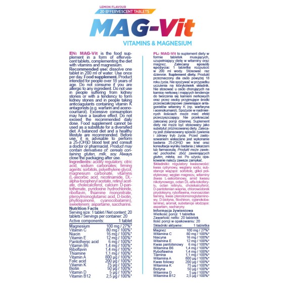 Allnutrition Mag-Vit / 20 Effervescent Tabs на изгодни цени Allnutrition Mag-Vit / 20 Effervescent Tabs на супер цена Мултивитамини