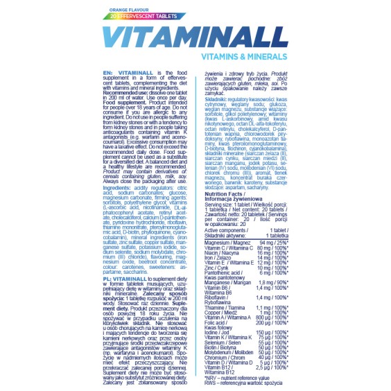 Allnutrition VitaminAll - Vitamins & Minerals - Effervescent - Мултивитамини - 20 tabs на изгодни цени Allnutrition VitaminAll - Vitamins & Minerals - Effervescent - Мултивитамини - 20 tabs на супер цена Мултивитамини