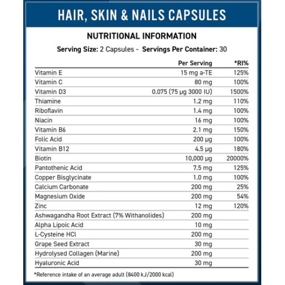 Applied Nutrition Hair, Skin & Nails 60 капсули на супер цена Витамини за коса, кожа и нокти