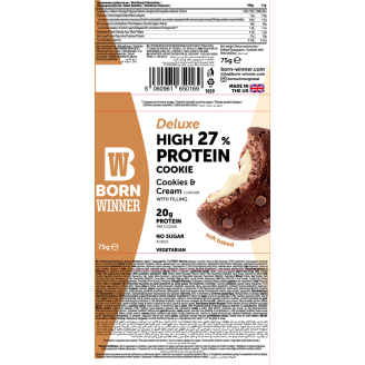 BORN WINNER Deluxe High 27% Protein Cookie Cookies & Cream 75 гр на супер цена Барове с малко захар