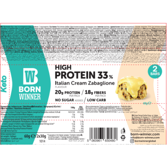 BORN WINNER Keto High Protein Bar 33 % Italian Cream Zabagilone 12x60 гр на супер цена Протеинови барове