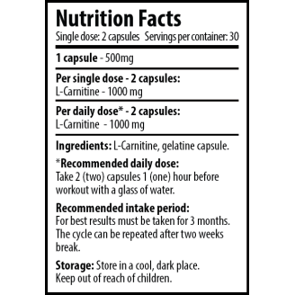 Cvetita Herbal L-Carnitine 500 мг / 60 капсули на супер цена Л Карнитин