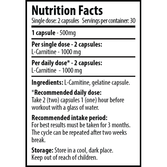 Cvetita Herbal L-Carnitine 500 мг / 60 капсули на изгодни цени Cvetita Herbal L-Carnitine 500 мг / 60 капсули на супер цена Л Карнитин
