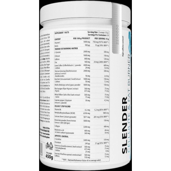 Dorian Yates Nutrition Slender / Cellulite & Fat Burner / Ultimate Matrix 450 гр на изгодни цени Dorian Yates Nutrition Slender / Cellulite & Fat Burner / Ultimate Matrix 450 гр на супер цена Изгаряне на мазнини