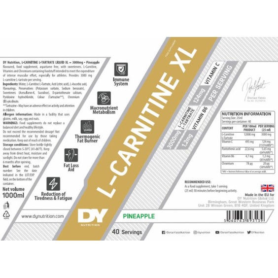 Dorian Yates Nutrition L-Carnitine XL Liquid - 1000 ml на изгодни цени Dorian Yates Nutrition L-Carnitine XL Liquid - 1000 ml на супер цена Л Карнитин