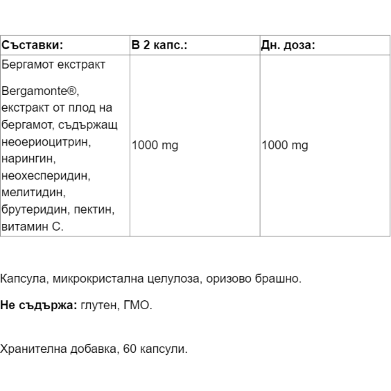 Double Wood Citrus bergamot extract Екстракт от бергамот 60 капсули на изгодни цени Double Wood Citrus bergamot extract Екстракт от бергамот 60 капсули на супер цена Сърдечно здраве