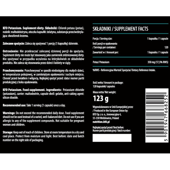 KFD Nutrition Potassium 120 таблетки на изгодни цени KFD Nutrition Potassium 120 таблетки на супер цена Калий