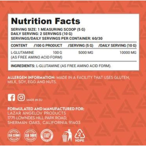 LAZAR ANGELOV NUTRITION Glutamine Powder 300 гр на изгодни цени LAZAR ANGELOV NUTRITION Glutamine Powder 300 гр на супер цена Глутамин