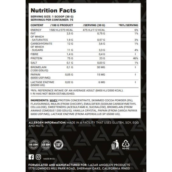 LAZAR ANGELOV NUTRITION Whey Protein Powder Drink Mix 2270 гр на супер цена Протеини