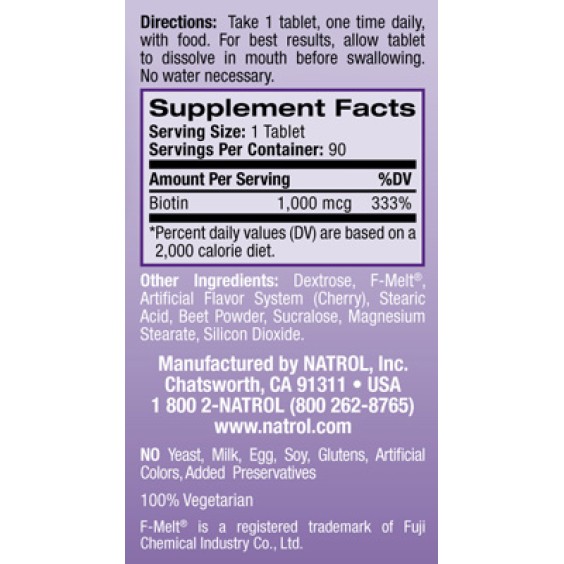 Natrol Biotin 1000 мг / 100 таблетки на супер цена Витамин B