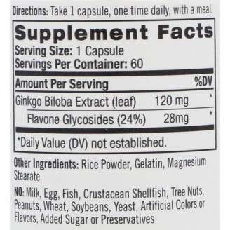 Natrol Ginkgo Biloba 120 мг / 60 капсули на супер цена Здраве и тонус
