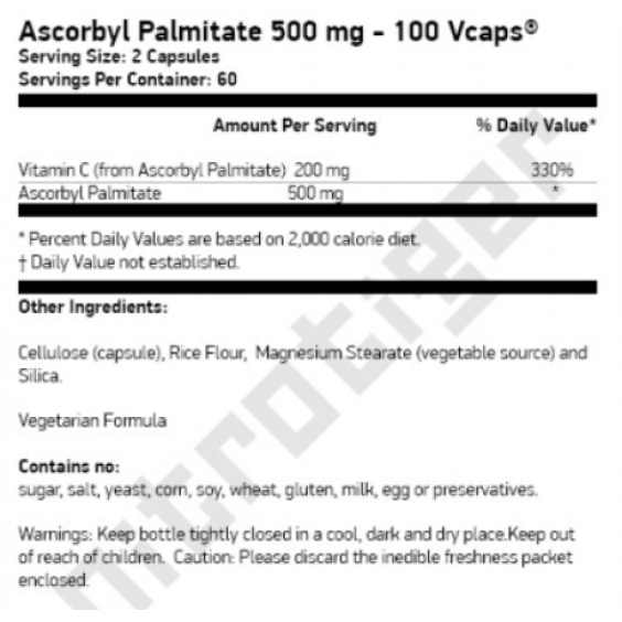 NOW Ascorbyl Palmitate 500 мг / 100 капсули на супер цена Витамин C