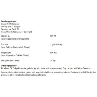 NOW Calcium & Magnesium Softgels / with Vit D and Zinc 240 гел капсули на супер цена Калций, Магнезий, Цинк