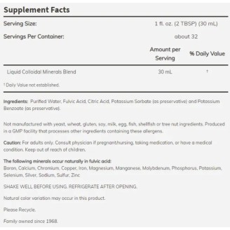 NOW Colloidal Minerals / Fulvic Acid Trace Minerals - Natural Flavor 946 мл на супер цена Минерали