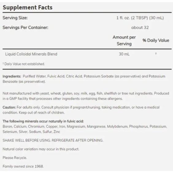 NOW Colloidal Minerals / Fulvic Acid Trace Minerals - Natural Flavor 946 мл на изгодни цени NOW Colloidal Minerals / Fulvic Acid Trace Minerals - Natural Flavor 946 мл на супер цена Минерали