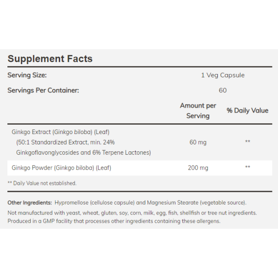 NOW Ginkgo Biloba 60mg / 60VCaps. на супер цена Здраве и тонус