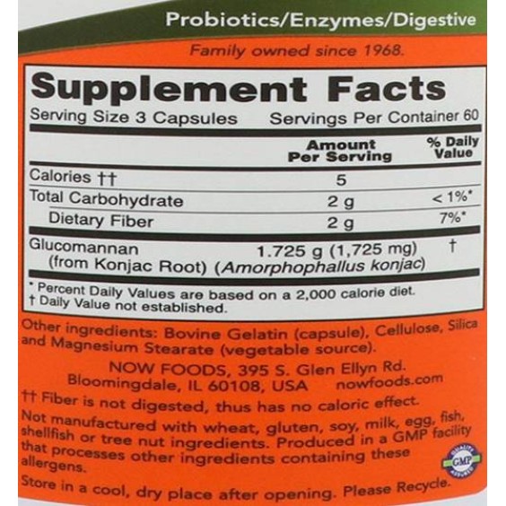 NOW Glucomannan 575 мг / 180 капсули на изгодни цени NOW Glucomannan 575 мг / 180 капсули на супер цена Фибри