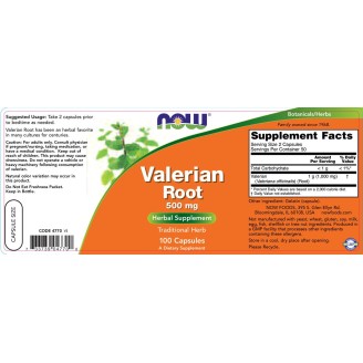 NOW Valerian Root 500 мг / 100 капсули на супер цена Хранителни добавки за сън
