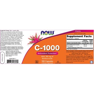 NOW Vitamin C-1000 / with 100 мг Bioflavonoids / 100 капсули на супер цена Витамин C