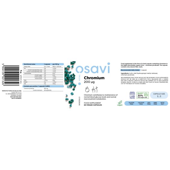 Osavi Chromium Picolinate 200 mcg - 60 Caps на изгодни цени Osavi Chromium Picolinate 200 mcg - 60 Caps на супер цена Хром пиколинат