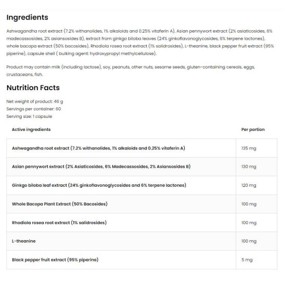 OstroVit Adapto Aid | Adaptogen Formula 60 капсули на изгодни цени OstroVit Adapto Aid | Adaptogen Formula 60 капсули на супер цена Адаптогени, Ашваганда